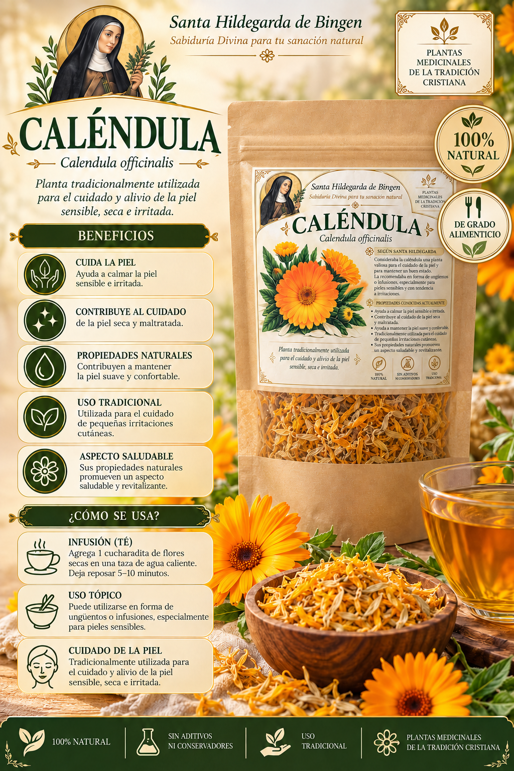 🌼 Caléndula (Calendula officinalis) – Flores secas 50gr