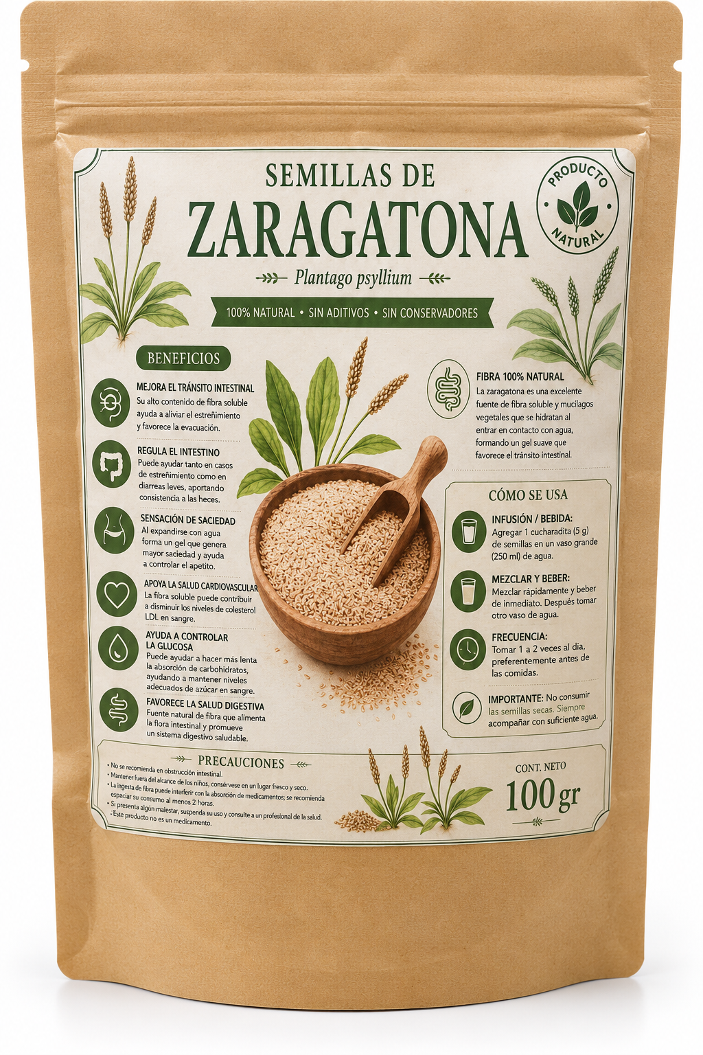 🌿 Semillas de Zaragatona (Plantago psyllium) – 100 g