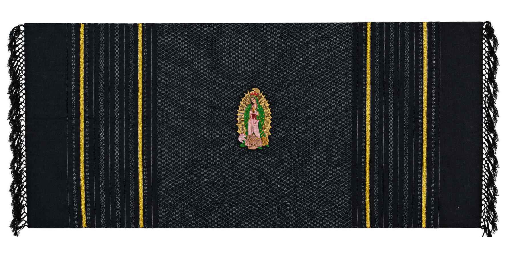Rebozo/Chal Artesanal Virgen de Guadalupe en Negro