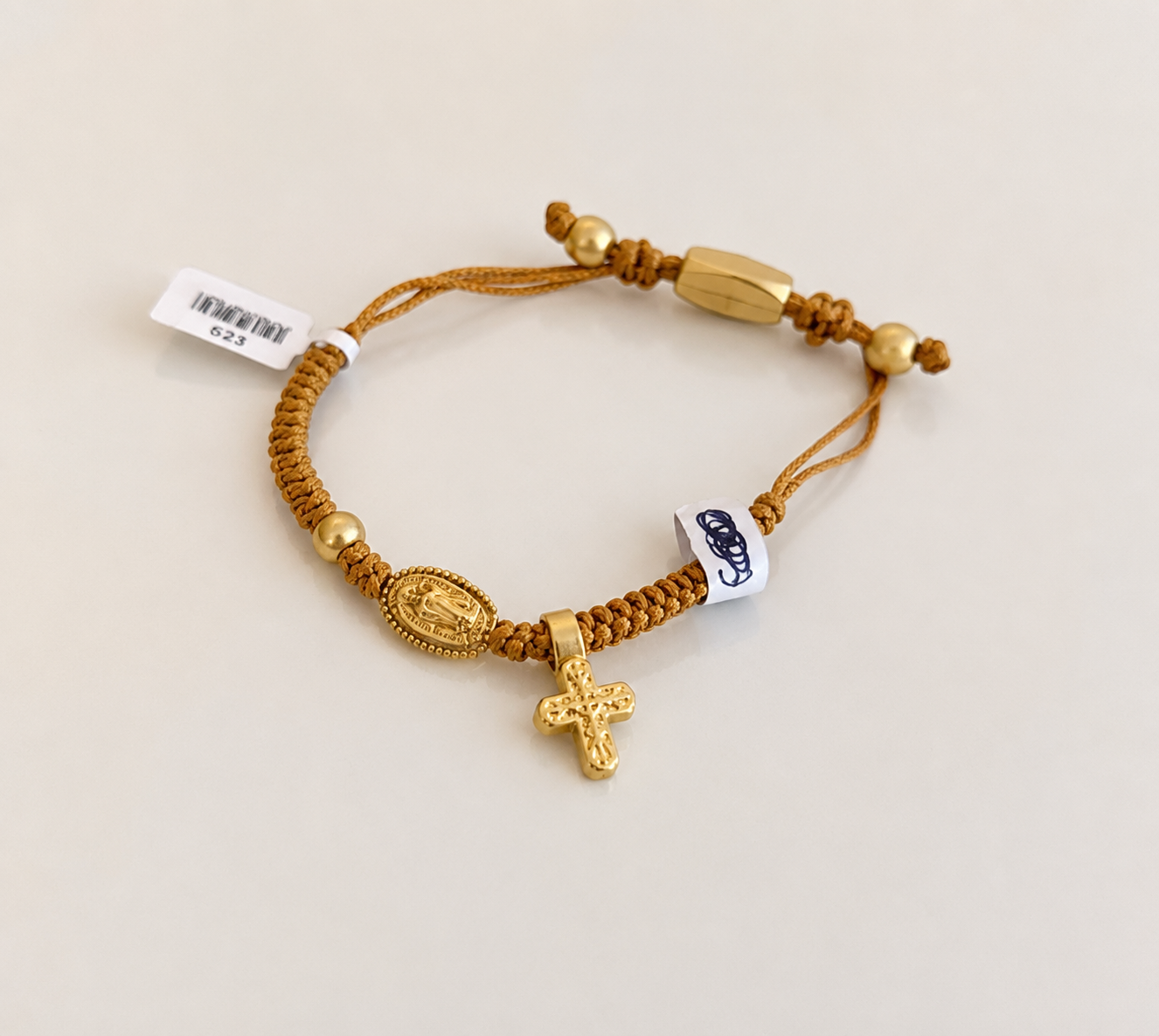 Pulsera Ajustable Virgen de Guadalupe y Cruz