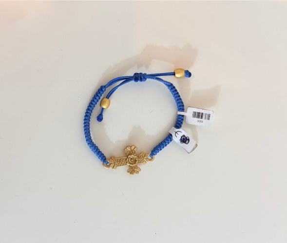 Pulsera Tejida con Cruz Dorada Ajustable