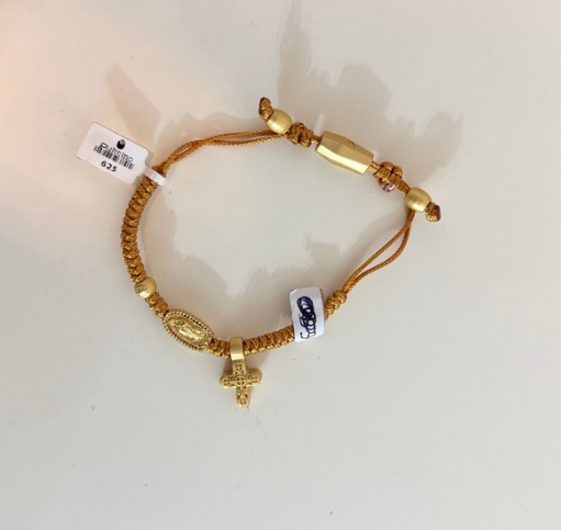 Pulsera Ajustable Virgen de Guadalupe y Cruz
