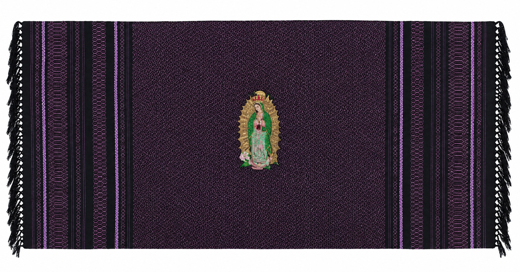 Rebozo Artesanal Virgen de Guadalupe en Morado