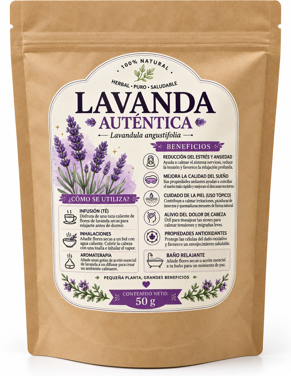 💜 Lavanda Auténtica (Lavandula angustifolia) – 50 g
