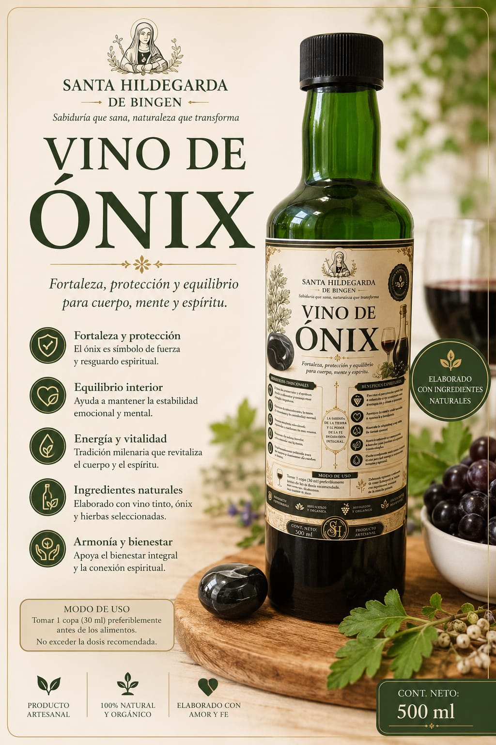 🍷 Vino de Ónix Santa Hildegarda de Bingen – 500 ml