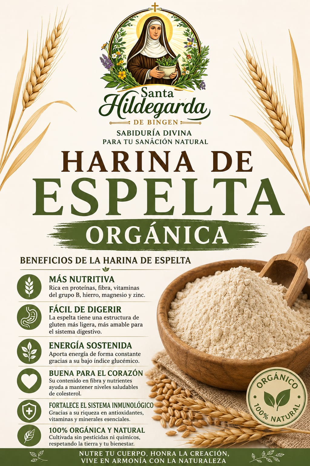 🌾 Harina de Espelta Orgánica Santa Hildegarda de Bingen